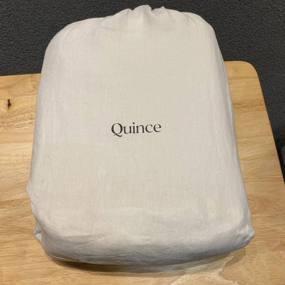 Quince European Linen Duvet Cover Set w/ Shams Twin Size White